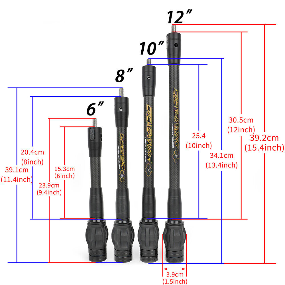 Carbon Balance Bar 6" 8" 10 12 Stabilizer Counterweight Archery CompoundBow Hunt